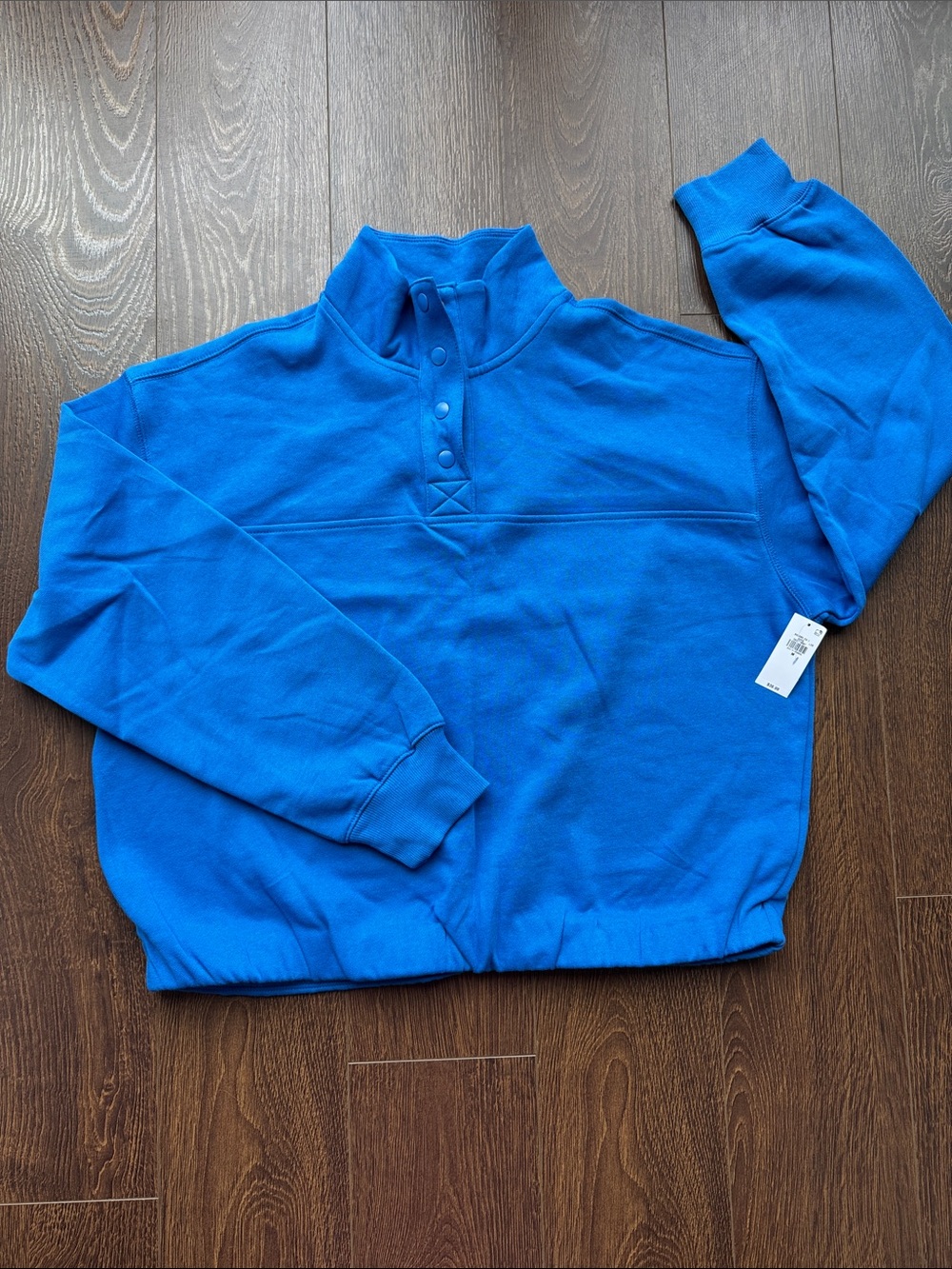 Blue Snap-Button Quarter-Zip Sweater